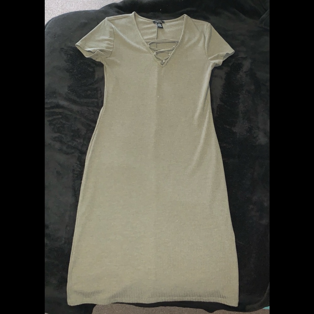 Midi olive green dress.